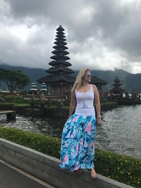 Lilly Pulitzer Blue Tropical Maxi Skirt